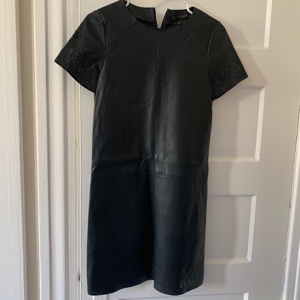 Zara black leather dress